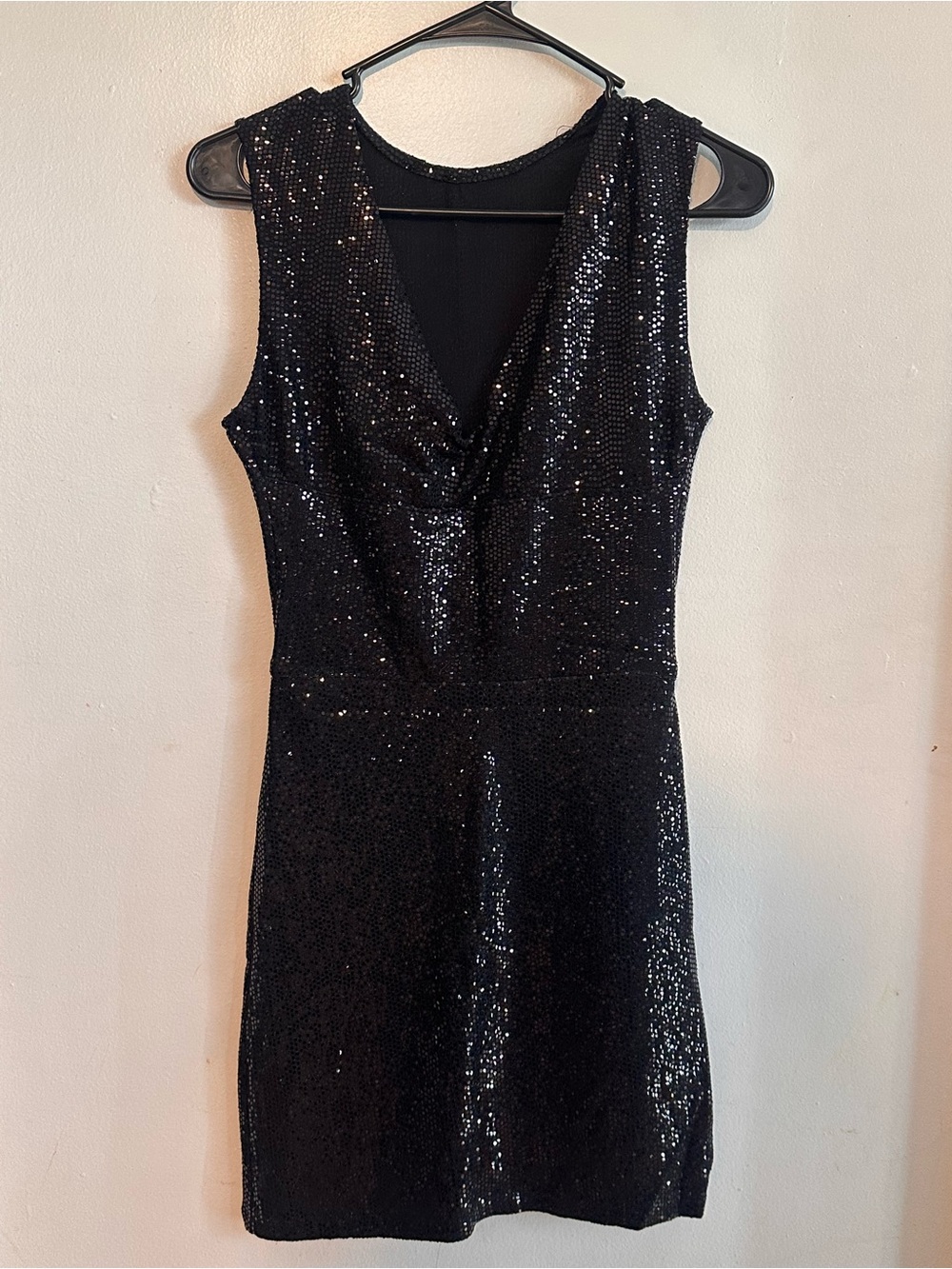Zara Black Sequin V-Neck Mini Dress